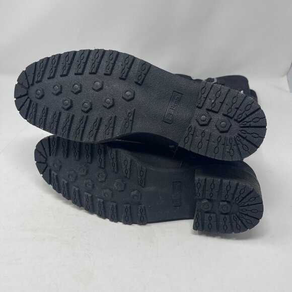 L.L. Bean Deerfield Rustic women's boots 7.5 tall leather riding black buckle - Picture 9 of 14